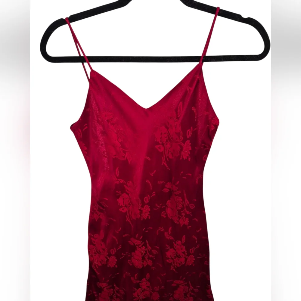 Vintage Jeremy Scott 90's Red Floral Maxi Slip Dress Braemar Petites - Picture 4 of 12